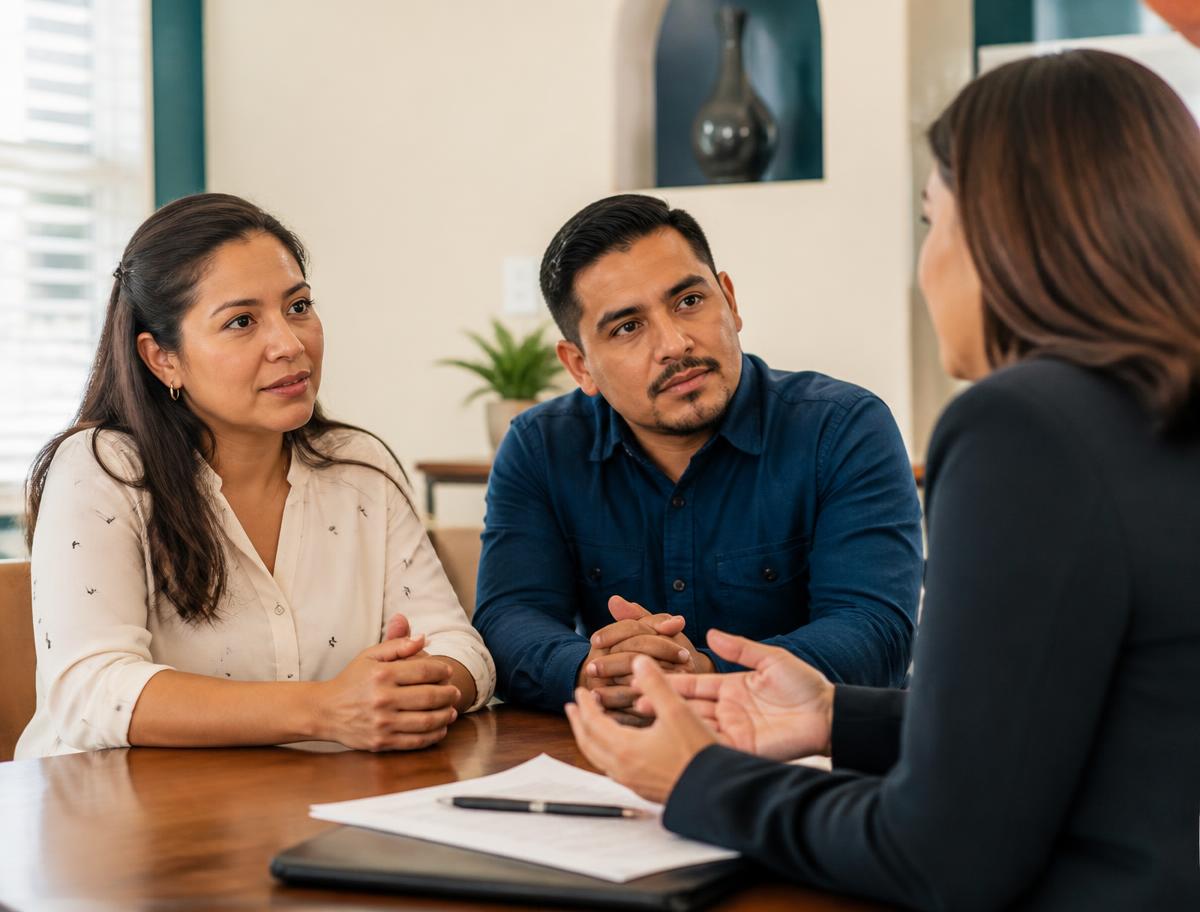 Pareja durante una conversación de consulta